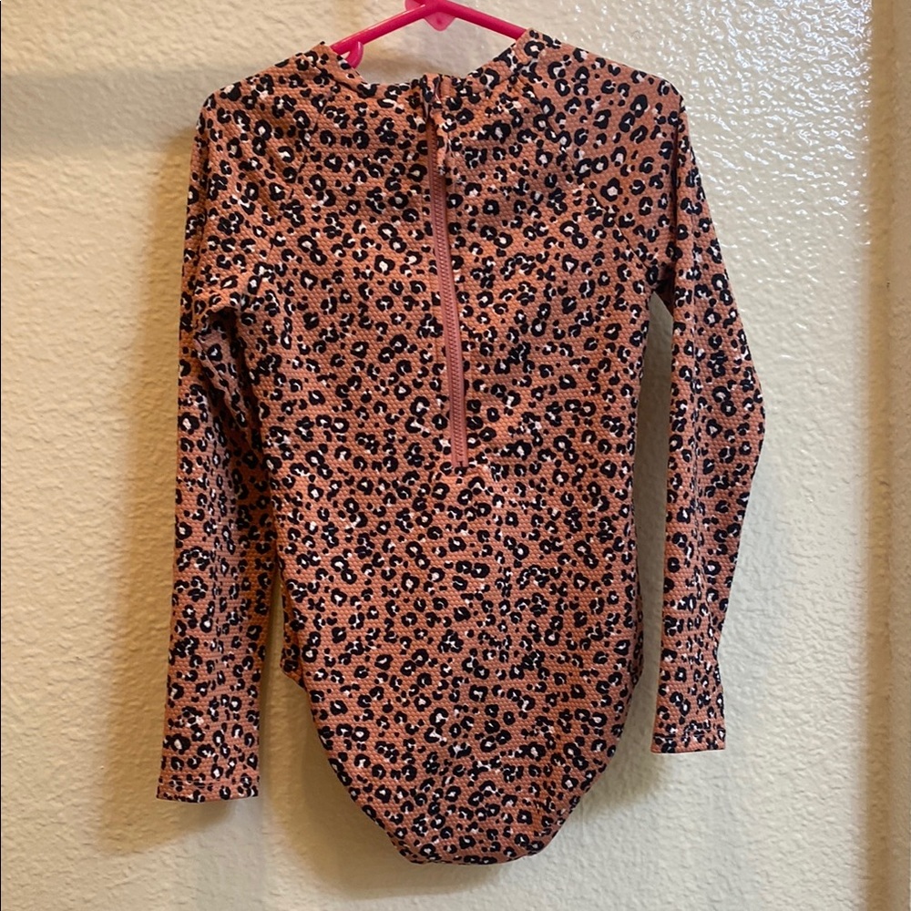 ART CLASS Leopard Print Long Sleeve Swimsuit - Picture 2 of 4